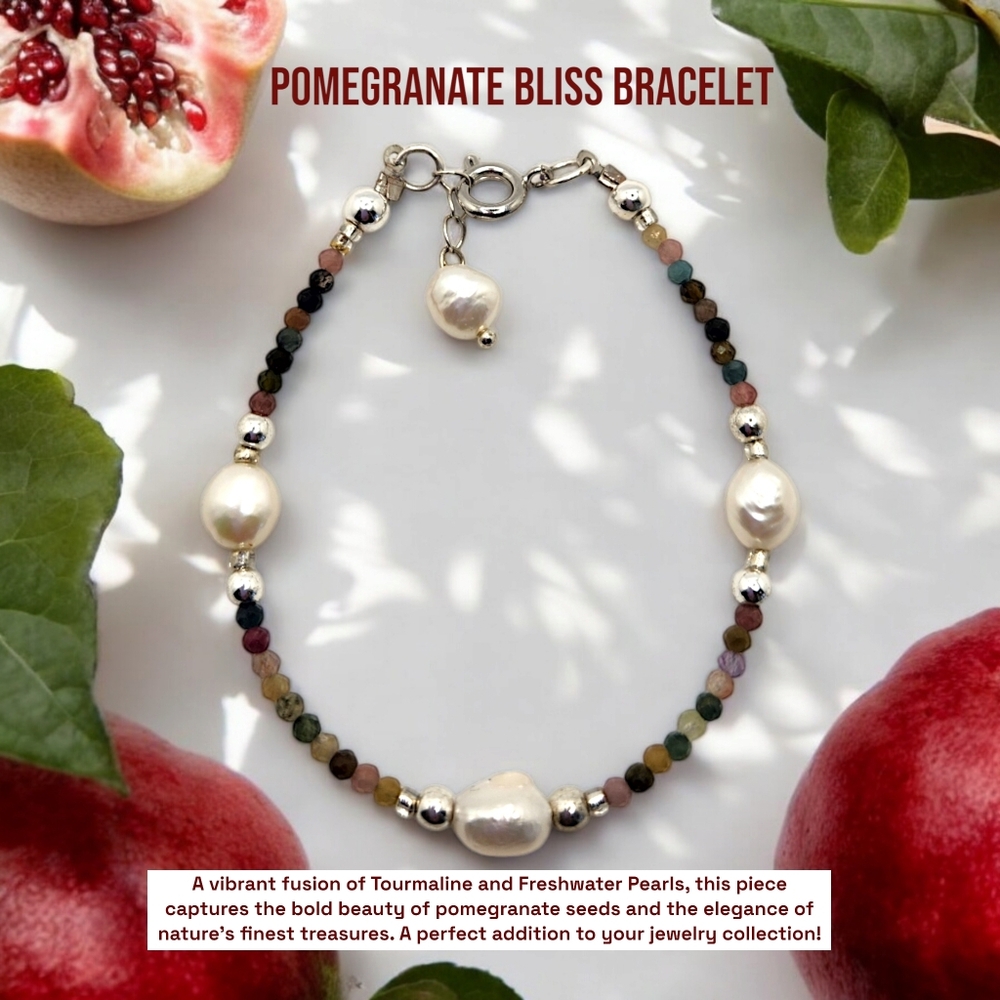 4 mm Faceted Tourmaline and Freshwater Pearl clasp bracelet